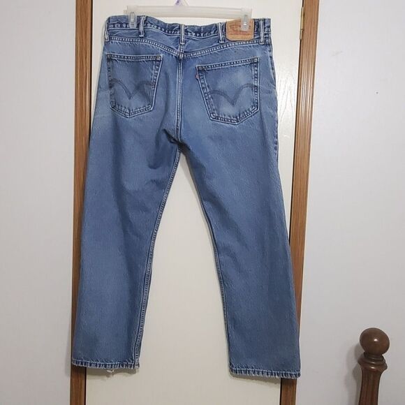 Vintage Levi's 505 Mens 36 X 30 Regular Fit Denim Blue Jeans - Picture 3 of 13